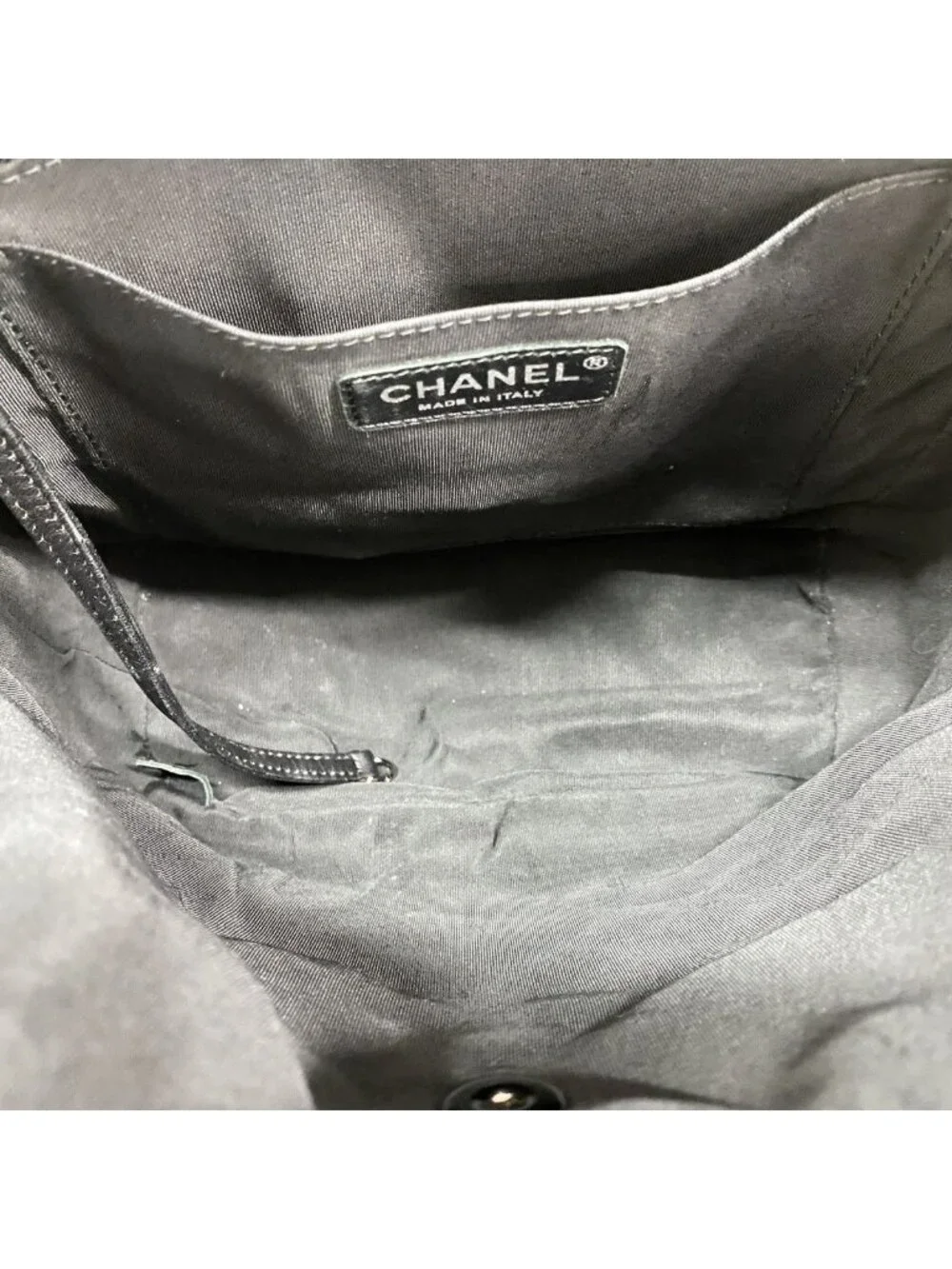 Chanel Backpack Quilted Lambskin Black Silver